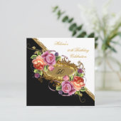 Elegant 50th Birthday Pink lila White Gold Kaart (Staand voorkant)