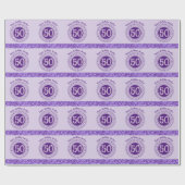 Elegant 50th Birthday Purple Glitter with Stripes Cadeaupapier (Vlak)
