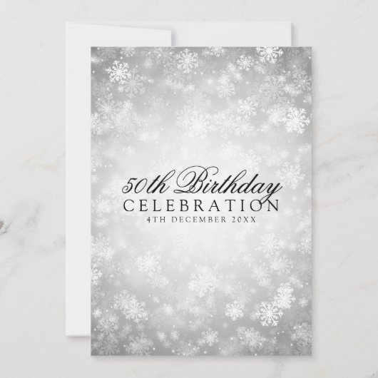 Elegant 50th Birthday Silver Winter Wonderland Kaart (Achterkant)