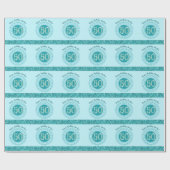 Elegant 50th Birthday Teal Blue Glitter & Stripes Cadeaupapier (Vlak)
