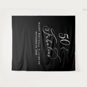 Elegant 50th Black Birthday Party Wandkleed (Voorkant (horizontaal))