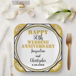 Elegant 50th Gold Wedding Jubileum Papieren Bordje