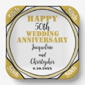 Elegant 50th Gold Wedding Jubileum Papieren Bordje (Voorkant)