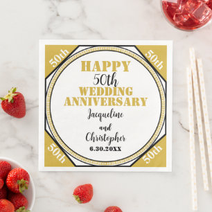 Elegant 50th Gold Wedding Jubileum Servet