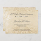 Elegant 50th Gold Wedding Jubileum Uitnodiging (Voorkant / Achterkant)