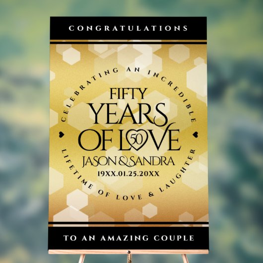 Elegant 50th Golden Wedding Jubileum Acryl Bord (Neutraal)