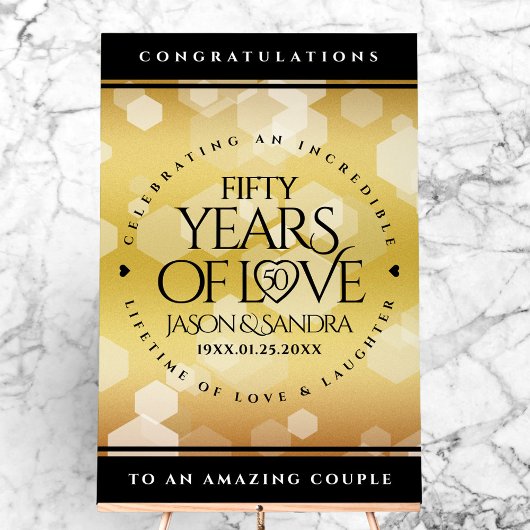 Elegant 50th Golden Wedding Jubileum Acryl Bord