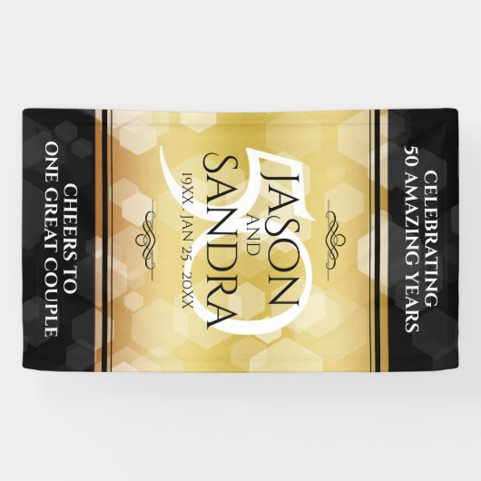 Elegant 50th Golden Wedding Jubileum Banner (Horizontaal)