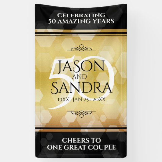 Elegant 50th Golden Wedding Jubileum Banner (Verticaal)