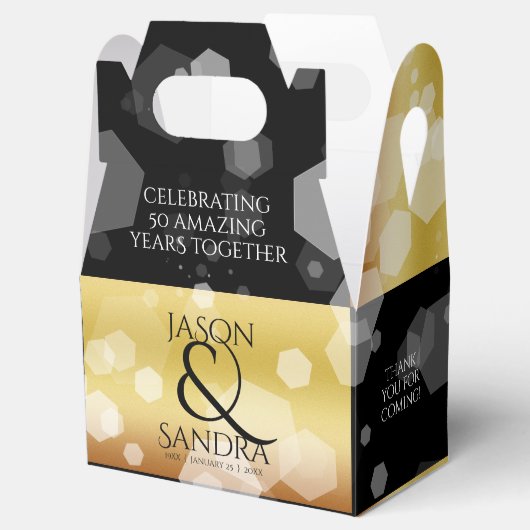 Elegant 50th Golden Wedding Jubileum Bedankdoosjes (Geopend)