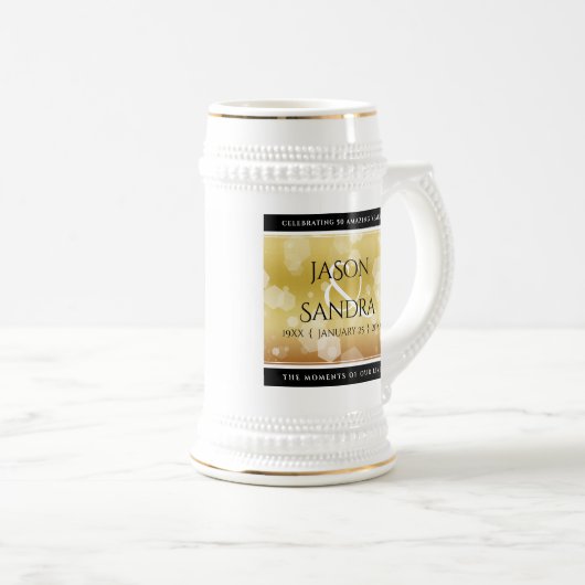 Elegant 50th Golden Wedding Jubileum Bierpul (Voorkant rechts)