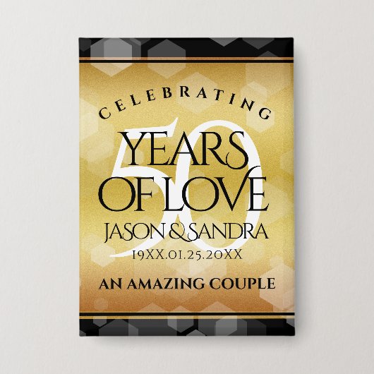 Elegant 50th Golden Wedding Jubileum Button (Voorkant)