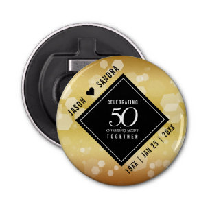 Elegant 50th Golden Wedding Jubileum Button Flesopener
