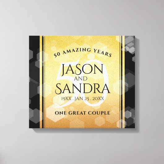 Elegant 50th Golden Wedding Jubileum Canvas Afdruk (Voorkant)