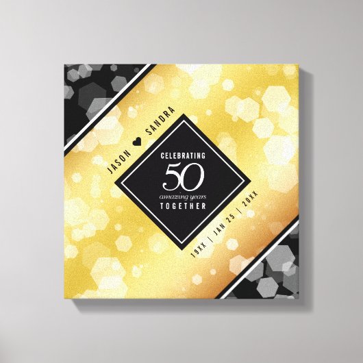 Elegant 50th Golden Wedding Jubileum Canvas Afdruk (Voorkant)
