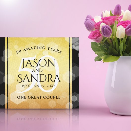 Elegant 50th Golden Wedding Jubileum Canvas Afdruk