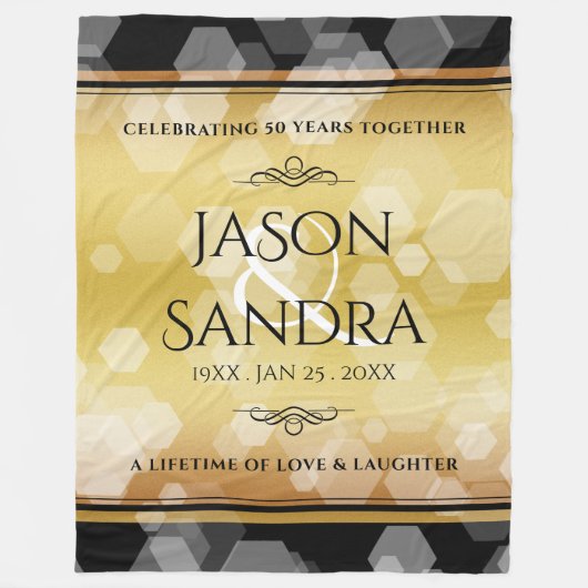 Elegant 50th Golden Wedding Jubileum Fleece Deken (Voorkant)