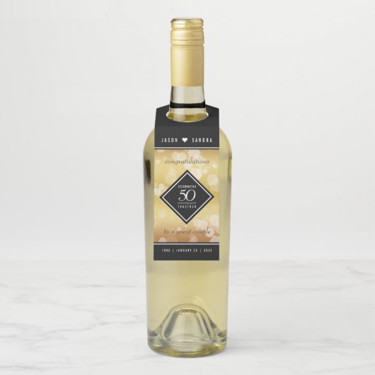 Elegant 50th Golden Wedding Jubileum Flessenhanger (Op fles)