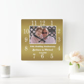 Elegant 50th Golden Wedding Jubileum Foto Vierkante Klok (Huis)