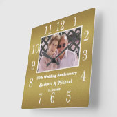 Elegant 50th Golden Wedding Jubileum Foto Vierkante Klok (Hoek)