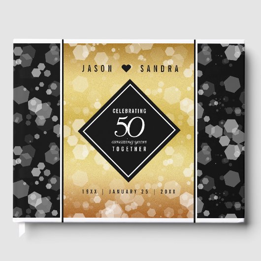 Elegant 50th Golden Wedding Jubileum Gastenboek (Voorkant)