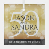 Elegant 50th Golden Wedding Jubileum Glas Ornament (Voorkant)