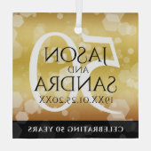 Elegant 50th Golden Wedding Jubileum Glas Ornament (Achterkant)