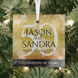 Elegant 50th Golden Wedding Jubileum Glas Ornament