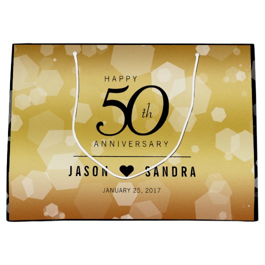 Elegant 50th Golden Wedding Jubileum Groot Cadeauzakje (Voorkant)