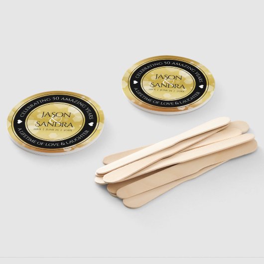 Elegant 50th Golden Wedding Jubileum Handwaaier (Niet-gemonteerd)