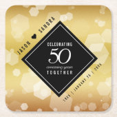 Elegant 50th Golden Wedding Jubileum Kartonnen Onderzetters (Voorkant)