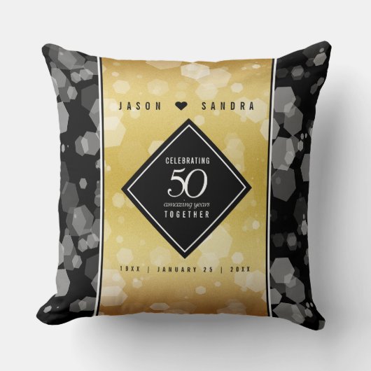 Elegant 50th Golden Wedding Jubileum Kussen (Voorkant)