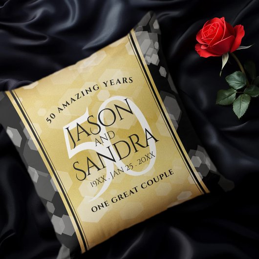 Elegant 50th Golden Wedding Jubileum Kussen