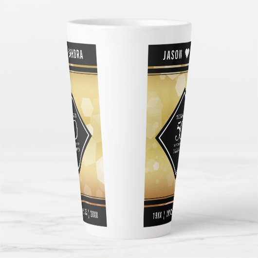 Elegant 50th Golden Wedding Jubileum Latte Mok (Voorkant)
