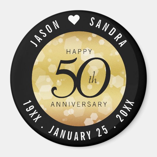 Elegant 50th Golden Wedding Jubileum Magneet (Voorkant)