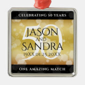 Elegant 50th Golden Wedding Jubileum Metalen Ornament (Voorkant)