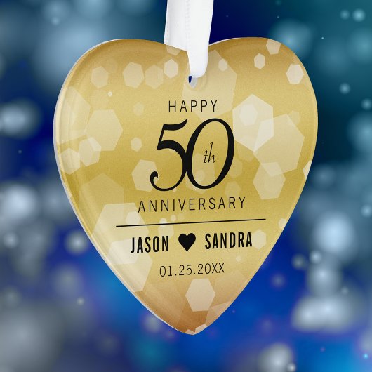 Elegant 50th Golden Wedding Jubileum Ornament