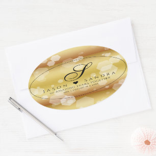 Elegant 50th Golden Wedding Jubileum Ovale Sticker