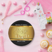Elegant 50th Golden Wedding Jubileum Papieren Bordje (Feest)