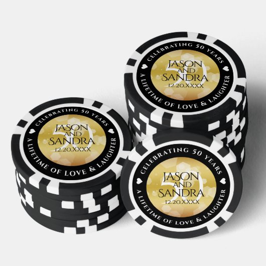 Elegant 50th Golden Wedding Jubileum Poker Chips (Opstapeling)