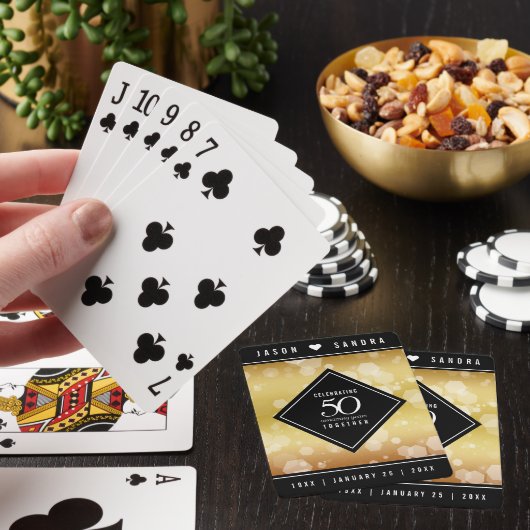 Elegant 50th Golden Wedding Jubileum Pokerkaarten (Insitu)