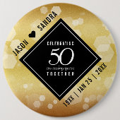 Elegant 50th Golden Wedding Jubileum Ronde Button 6,0 Cm (Voorkant)