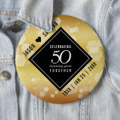 Elegant 50th Golden Wedding Jubileum Ronde Button 6,0 Cm (In situ)