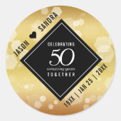 Elegant 50th Golden Wedding Jubileum Ronde Sticker (Voorkant)