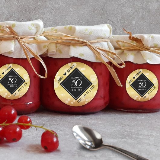 Elegant 50th Golden Wedding Jubileum Ronde Sticker