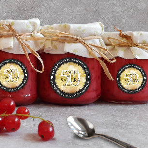 Elegant 50th Golden Wedding Jubileum Ronde Sticker