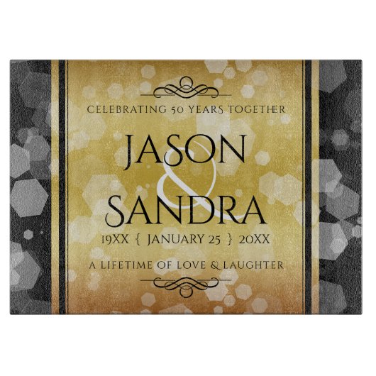 Elegant 50th Golden Wedding Jubileum Snijplank (Voorkant)