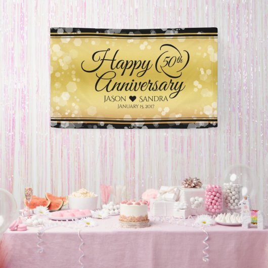 Elegant 50th Golden Wedding Jubileum Spandoek (Feest)