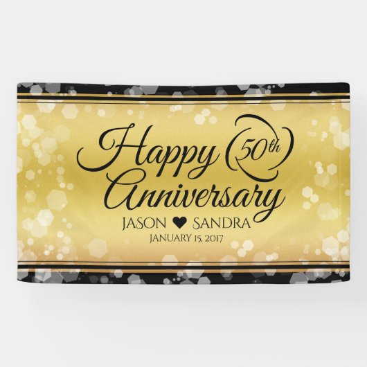 Elegant 50th Golden Wedding Jubileum Spandoek (Horizontaal)