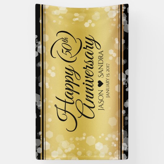 Elegant 50th Golden Wedding Jubileum Spandoek (Verticaal)